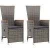 Image de vidaXL - Tuinstoelen - 2 - st - verstelbaar - met - kussens - poly - rattan - grijs