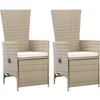 Image de vidaXL - Tuinstoelen - 2 - st - verstelbaar - met - kussens - poly - rattan - beige