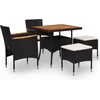 Image de vidaXL - 5-delige - Tuinset - poly - rattan - en - acaciahout - zwart