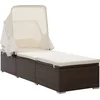Image de vidaXL - Ligbed - met - luifel - en - kussen - poly - rattan - bruin