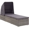 Image de vidaXL - Ligbed - met - luifel - en - kussen - poly - rattan - grijs