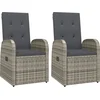 Image de vidaXL - Tuinstoelen - 2 - st - verstelbaar - met - kussens - poly - rattan - grijs
