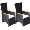 Image de vidaXL - Tuinstoelen - 2 - st - verstelbaar - met - kussens - poly - rattan - zwart