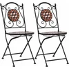 Image de vidaXL - Mozaïek - klapstoelen, - 2 - stuks, - bruin - keramiek