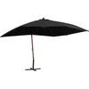Image de vidaXL - Zweefparasol - met - houten - paal - 400x300 - cm - zwart