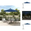 Image de vidaXL - Zweefparasol - met - LED - en - stalen - paal - 300 - cm - azuurblauw