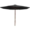 Image de vidaXL - Parasol - met - houten - paal - 350 - cm - zwart