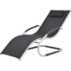 Image de vidaXL - Ligbed - met - kussen - aluminium - en - textileen - zwart