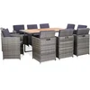 Image de vidaXL - 11-delige - Tuinset - met - kussens - poly - rattan - grijs