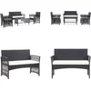 Image de vidaXL - 4-delige - Loungeset - met - kussen - poly - rattan - zwart