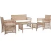 Image de vidaXL - 4-delige - Loungeset - met - kussens - poly - rattan - beige