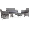 Image de vidaXL - 4-delige - Loungeset - met - kussen - poly - rattan - antraciet
