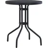 Image de vidaXL - Tuintafel - 80 - cm - staal - en - glas - zwart