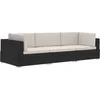Image de vidaXL - 3-delige - Loungeset - met - kussens - poly - rattan - zwart