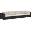 Image de vidaXL - 4-delige - Loungeset - met - kussens - poly - rattan - zwart