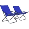 Image de vidaXL - Strandstoelen - 2 - st - inklapbaar - stof - blauw