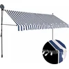 Image de vidaXL - Luifel - handmatig - uitschuifbaar - met - LED - 400 - cm - blauw - en - wit
