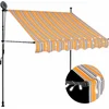 Image de vidaXL - Luifel - handmatig - uitschuifbaar - met - LED - 100 - cm - geel - en - blauw