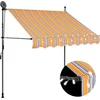 Image de vidaXL - Luifel - handmatig - uitschuifbaar - met - LED - 200 - cm - geel - en - blauw