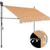 Image de vidaXL - Luifel - handmatig - uitschuifbaar - met - LED - 250 - cm - geel - en - blauw