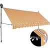 Image de vidaXL - Luifel - handmatig - uitschuifbaar - met - LED - 350 - cm - geel - en - blauw