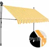Image de vidaXL - Luifel - handmatig - uitschuifbaar - met - LED - 300 - cm - wit - en - oranje