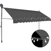 Image de vidaXL - Luifel - handmatig - uitschuifbaar - met - LED - 350 - cm - antracietkleurig
