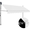 Image de vidaXL - Luifel - handmatig - uitschuifbaar - met - LED - 350 - cm - crèmekleurig
