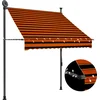 Image de vidaXL - Luifel - handmatig - uitschuifbaar - met - LED - 150 - cm - oranje - en - bruin