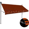 Image de vidaXL - Luifel - handmatig - uitschuifbaar - met - LED - 300 - cm - oranje - en - bruin