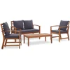 Image de vidaXL - 4-delige - Loungeset - met - kussens - massief - acaciahout