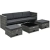 Image de vidaXL - 4-delige - Loungeset - met - kussens - poly - rattan - grijs