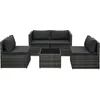 Image de vidaXL - 5-delige - Loungeset - met - kussens - poly - rattan - grijs