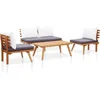 Image de vidaXL - 4-delige - Loungeset - met - kussens - massief - acaciahout