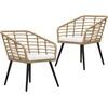 Image de vidaXL - Tuinstoelen - 2 - st - met - kussens - poly - rattan - eikenkleurig