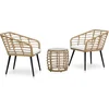 Image de vidaXL - 3-delige - Bistroset - poly - rattan - eikenkleurig
