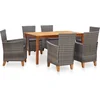 Image de vidaXL - 7-delige - Eethoek - poly - rattan - en - massief - acaciahout - grijs