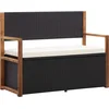 Image de vidaXL - Opbergbankje - 115 - cm - poly - rattan - en - massief - acaciahout - zwart