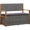 Image de vidaXL - Opbergbankje - 115 - cm - poly - rattan - en - massief - acaciahout - grijs