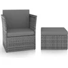 Image de vidaXL - Tuinstoel - met - voetenbank - poly - rattan - antracietkleurig