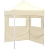 Image de vidaXL - Partytent - met - 2 - zijwanden - inklapbaar - 2x2 - m - staal - crème