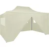 Image de vidaXL - Partytent - met - 4 - zijwanden - inklapbaar - 3x4 - m - staal - crème