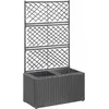 Image de vidaXL - Latwerkplantenbak - verhoogd - met - potten - 58x30x107 - cm - rattan - zwart