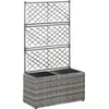 Image de vidaXL - Latwerkplantenbak - verhoogd - met - potten - 58x30x107 - cm - rattan - grijs