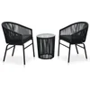 Image de vidaXL - 3-delige - Bistroset - met - kussens - PE-rattan - zwart