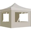 Image de vidaXL - Partytent - inklapbaar - met - wanden - 2x2 - m - aluminium - crème