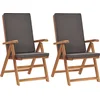 Image de vidaXL - Tuinstoelen - 2 - st - verstelbaar - kussens - verstelbaar - teakhout - grijs