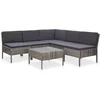 Image de vidaXL - 6-delige - Loungeset - met - kussens - poly - rattan - grijs