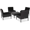 Image de vidaXL - 5-delige - Loungeset - met - kussens - poly - rattan - zwart