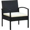 Image de vidaXL - Tuinstoel - met - kussen - poly - rattan - zwart